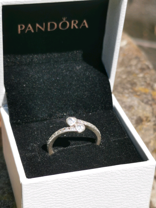 Pandora two sparkling hearts ring | in 
